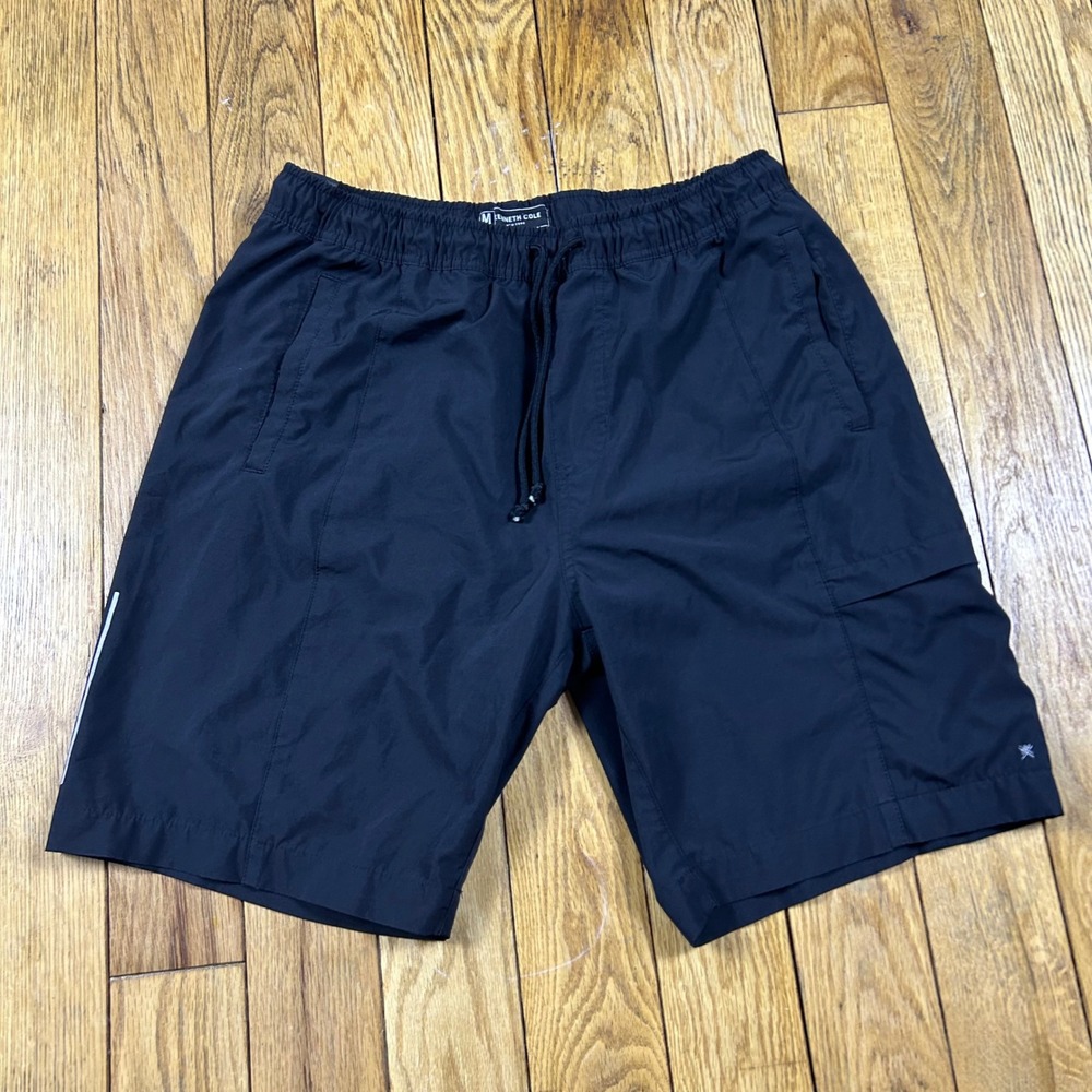 Kenneth Cole Black Nylon Cargo Athletic Shorts Mens Size M‎ Elastic Waist